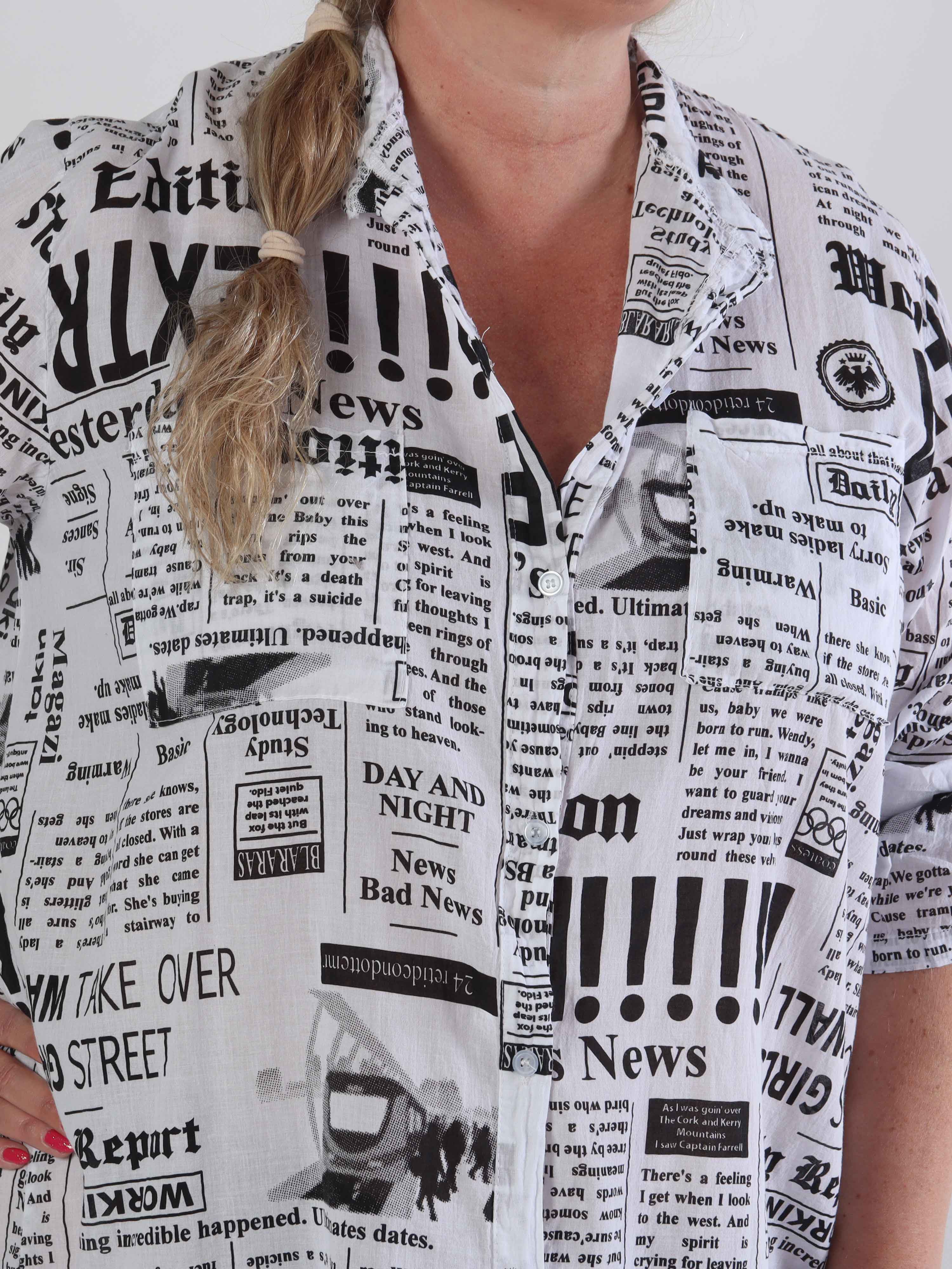 Celestine - Plus size skjorte i bomuld med print og lommer